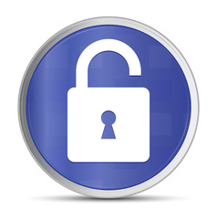 Padlock open icon prime blue round button vector illustration design silver frame push button