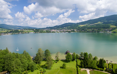 Fototapeta na wymiar Aerial View to Lake Mondsee, Austria