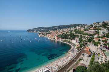 Fototapeta na wymiar Aerial View of Harbor at Nice, Villefranche-sur-Mer, France