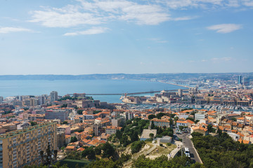 Fototapeta na wymiar High Angle View Of Marseille Cityscape Against Clear Sky