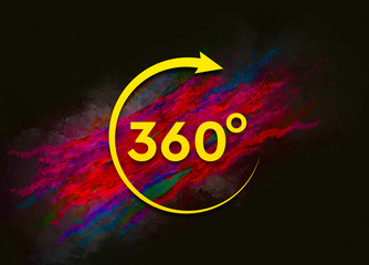 360 degrees rotate arrow icon colorful paint abstract background brush strokes illustration design