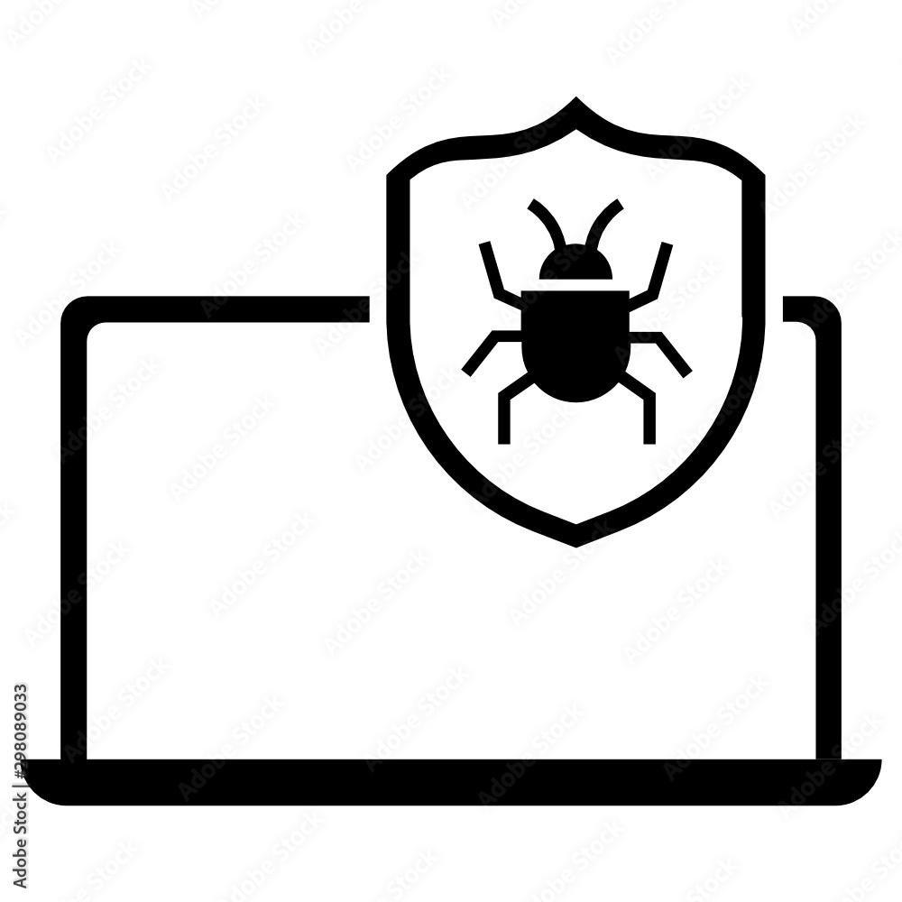Aufkleber computer bug shield concept, antivirus end-point protection vector spider icon design