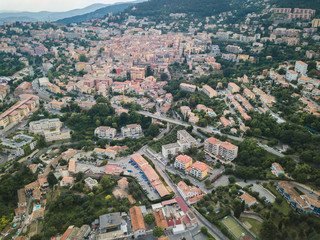 Fototapeta na wymiar Aerial view of the small town Grasse in the South of France