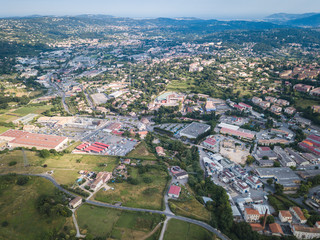 Aerial view of the small town Grasse in the  South of France