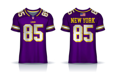 American Football jersey,t-shirt sport design template.uniform front and back view. © Nattanopdesign