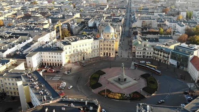 Ł&oacute;dź- widok na Plac Wolności.