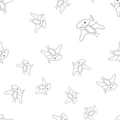 Dinosaur pterodactyl contour seamless pattern