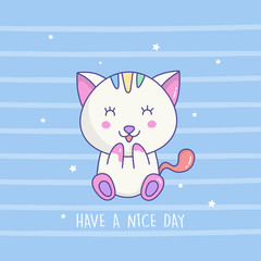 Cute cat cartoon hand draw