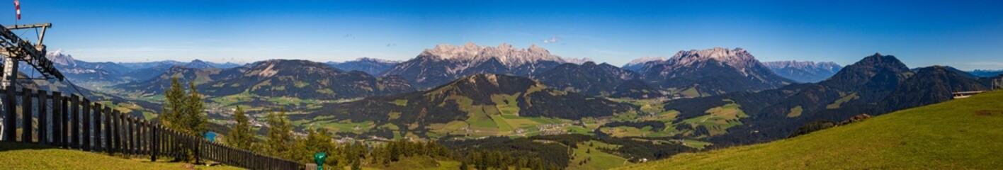 High resolution stitched panorama of a beautiful alpine view at Fieberbrunn, Tyrol, Austria