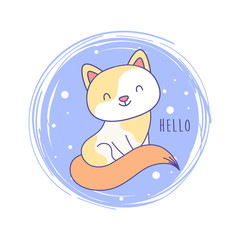 Cute cat cartoon hand draw