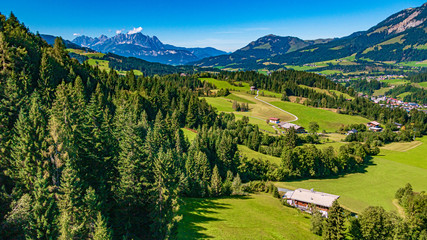 Naklejka na ściany i meble Beautiful alpine view at Fieberbrunn, Tyrol, Austria