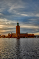 Fototapeta premium Scenic summer view of the City Hall castle in the Old Town (Gamla Stan) in Stockholm, Sweden