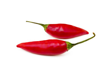 Red hot peppers isolated on white background