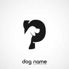 Initial Letter P Dog Logo And Icon Name Dog Design Vector.