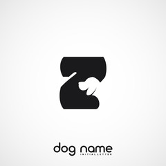 Initial Letter Z Dog Logo And Icon Name Dog Design Vector.