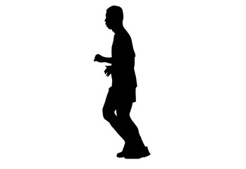 Silhouette running.This is men run exercise for Health At area Stadium Outdoors on white background with clipping path.