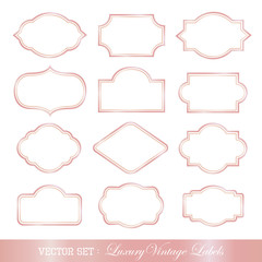 Set of vintage style of rose gold frames.