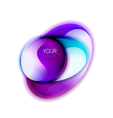 Glass shiny abstract logo or web banner box for text. Bright logotype with flowing liquid colors