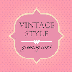 Pink vintage style label frame. Vector illustration.