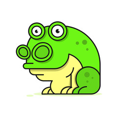 Funny Green Frog Cartoon Sitting Vector Illustration