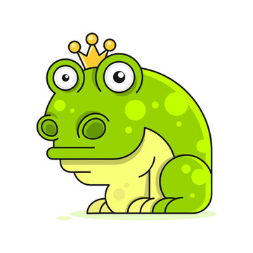 Funny Green Frog Cartoon Sitting Vector Illustration