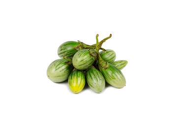 Fresh Thai Green Round Eggplant on white background