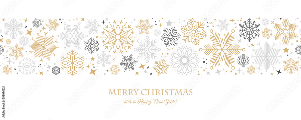 Wall mural christmas card with snowflake border vector illustration