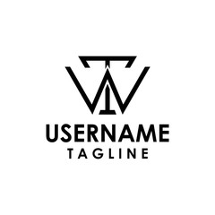 Wt w t letter logo with minimalist lines texture