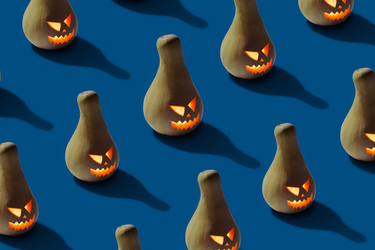 Halloween pumpkin on blue background