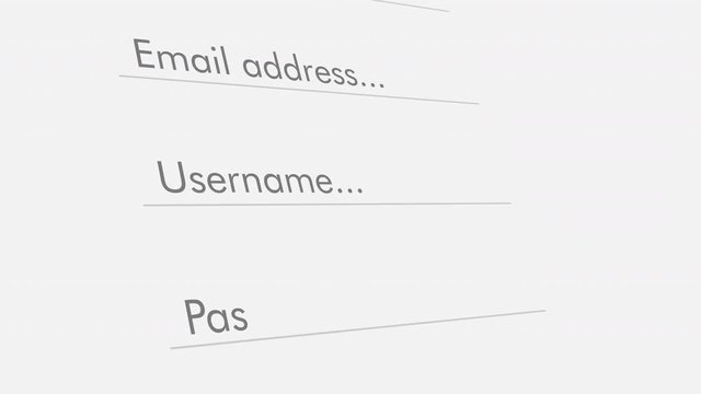close up view of a form template for sign up to online services, flat style