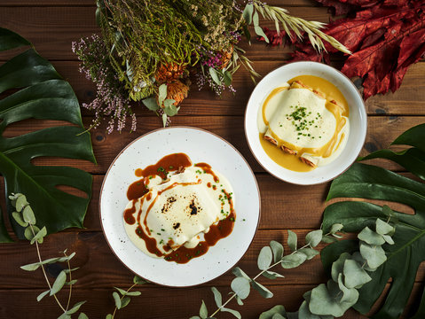 Fish and oxtail cannelloni with cream sauce