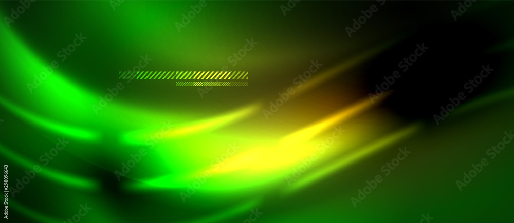 Aufkleber neon abstract waves background. shiny lights on bright colors with design elements. futuristic or te