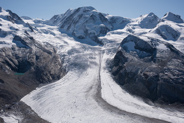 Gorner Glacier, Monte Rosa massif close to Zermatt in the canton of Valais, Switzerland.