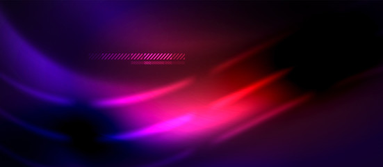 Neon abstract waves background. Shiny lights on bright colors with design elements. Futuristic or technology template illustration, hi-tech concept