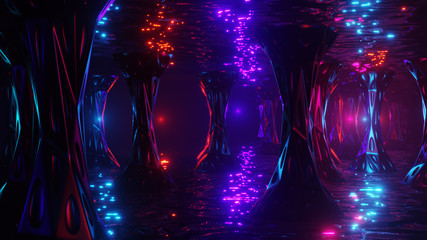 Space alien cave. Virtual reality environment. 3d render. © Maksym