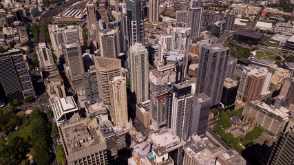 Aerial view of Sydney City Centre during sunny day.All logotype removed.