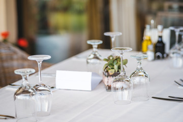 Simple and elegant restaurant table set up 