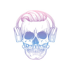 Angry skull with cirly hairstyle