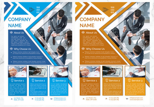 Business Flyer with Orange and Blue Accents