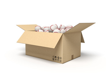 3d rendering of baseballs in carton box. © gearstd