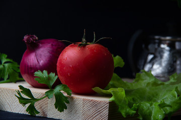 fresh vegetables on black background