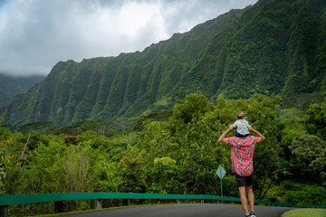 Father and Son Ho&rsquo;omaluhia Botanical Garden,  Hawaii Oahu 