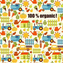 Colorful agriculture and gardening background. Garden market pattern. Organic agriculture and food background