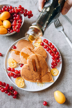 Delicious heart shaped pancakes