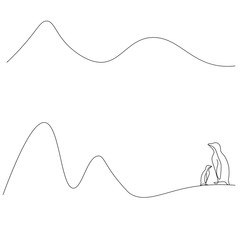 Penguin arctica landscape vector illustration