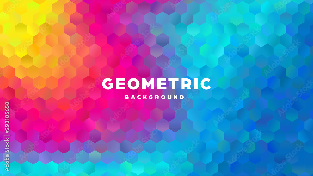 Wall mural hexagonal polygonal abstract background. colorful triangle gradient design. low poly hexagon shape b