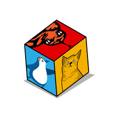 Snake, penguin, and cat box. Vector Illustration on white background	