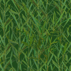 Bright green bamboo leaves seamless pattern, jungle backdrop .