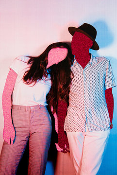 Collage of a man and woman holding hands