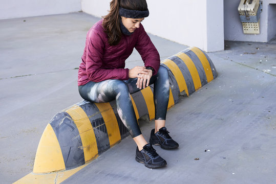 Smartband watch female runner.